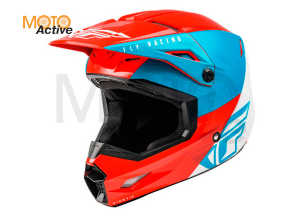 Шлем (кроссовый) FLY RACING KINETIC STRAIGHT EDGE, красный/белый/синий (2021)